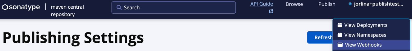 Screenshot of View Webhooks
